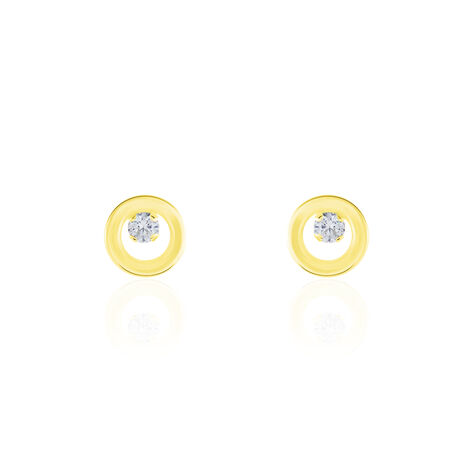 Boucles D'oreilles Puces Edmee Cercle Or Jaune Oxyde De Zirconium - Puces Femme | Marc Orian