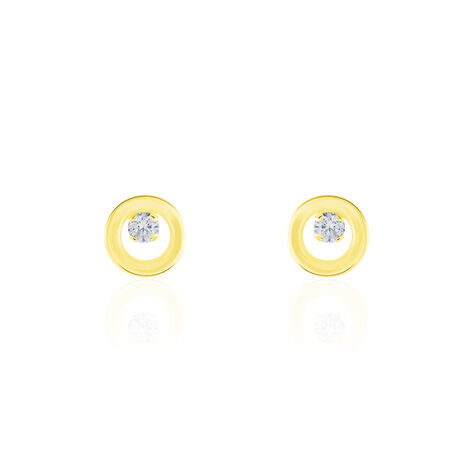 Boucles D'oreilles Puces Edmee Cercle Or Jaune Oxyde De Zirconium - Clous d'oreilles Femme | Marc Orian