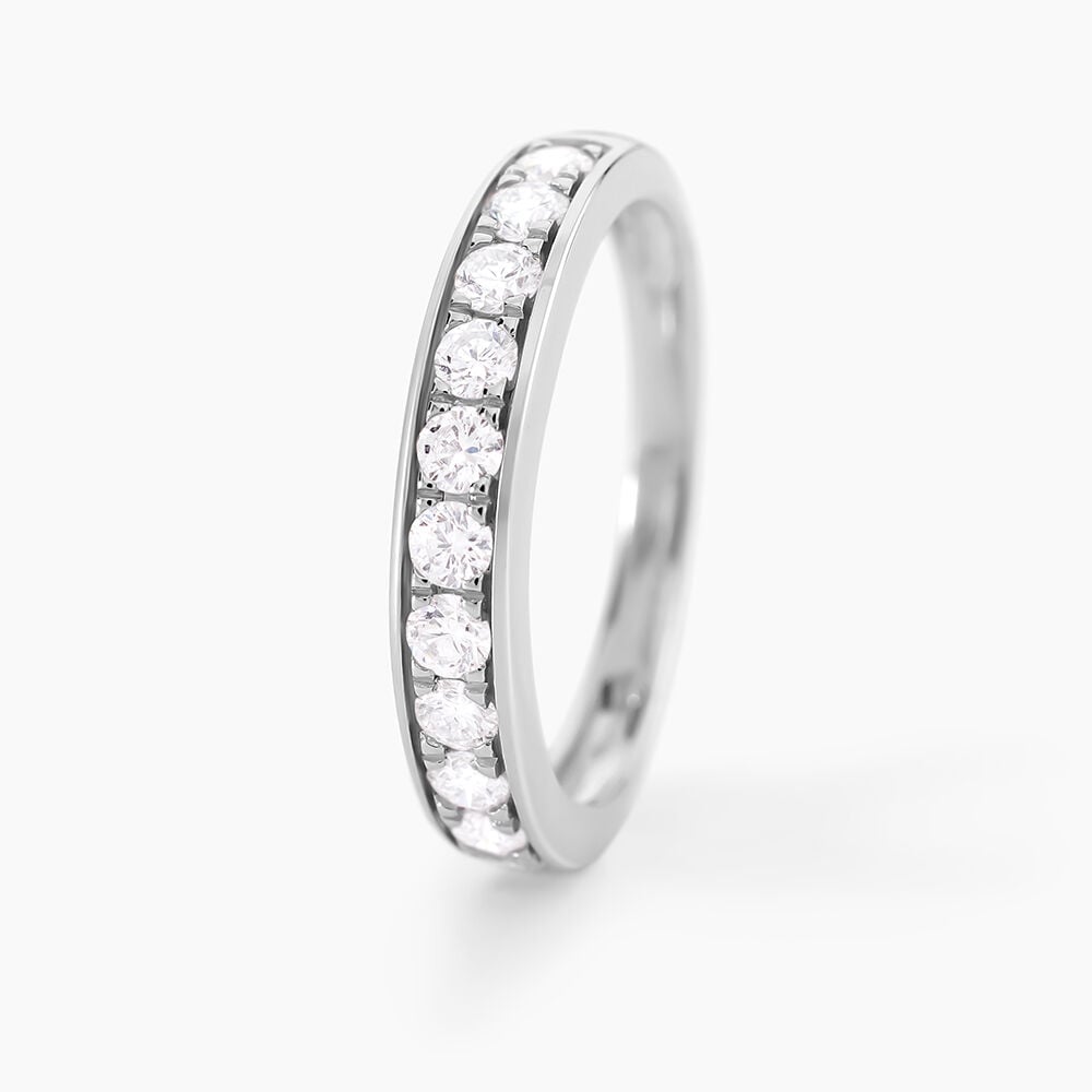 Demi-alliance Or Blanc  Valentine Diamant Synthetique - Alliances avec pierres Femme | Marc Orian