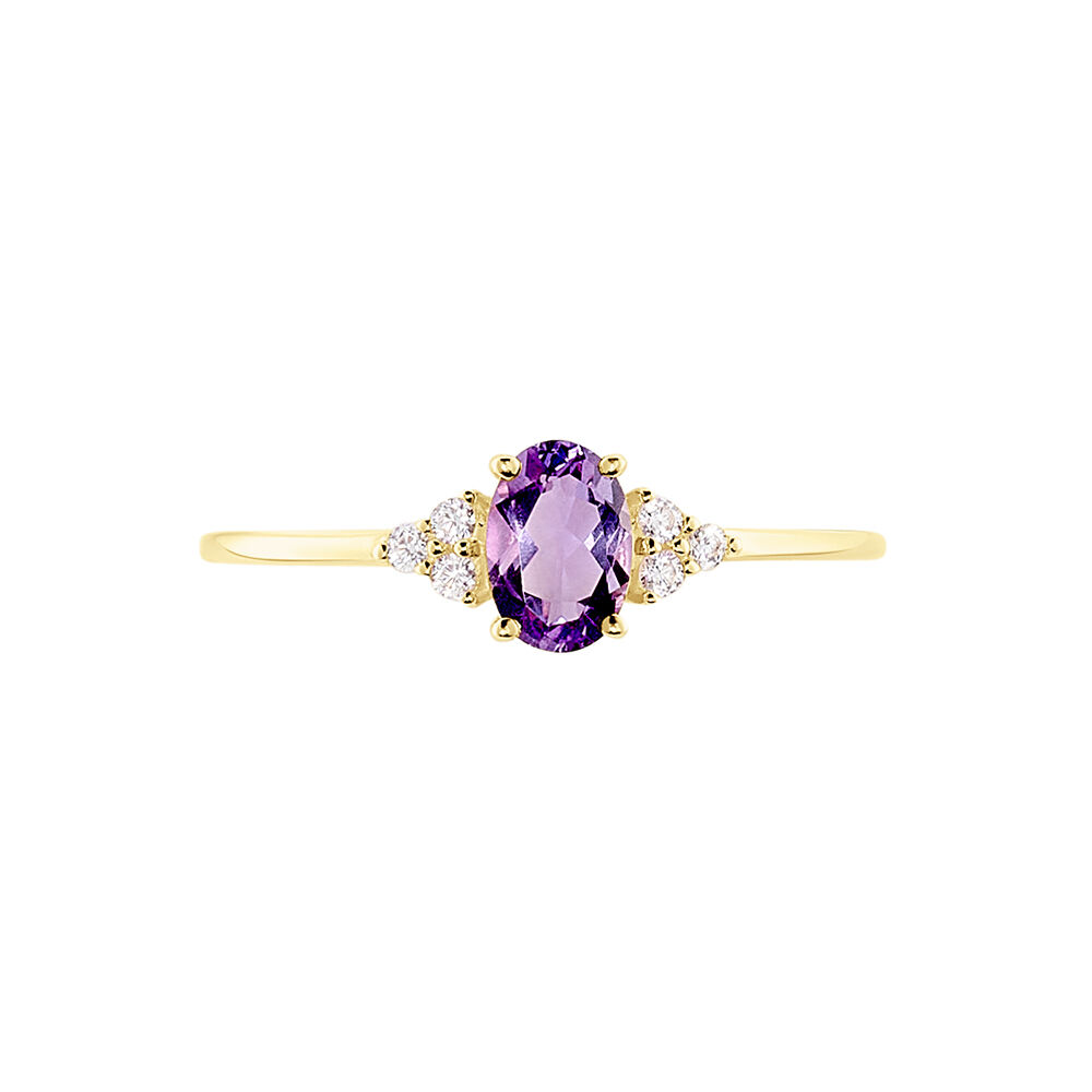 Bague Diapre Or Jaune Améthyste Oxyde De Zirconium - Bagues pierres fines Femme | Marc Orian