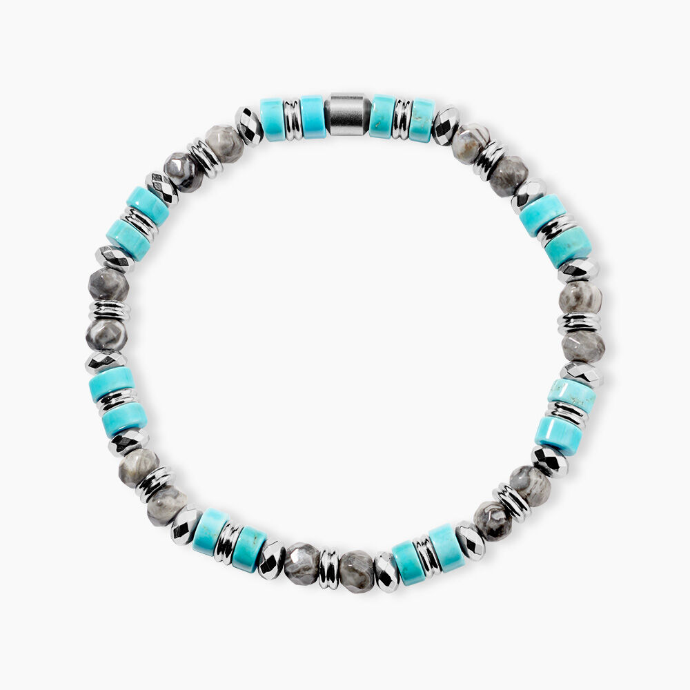 Bracelet Naturel Autres Tricolore Turquoise H&eacute;matite Jaspe Africain - Bracelets cha&icirc;nes Homme | Marc Orian