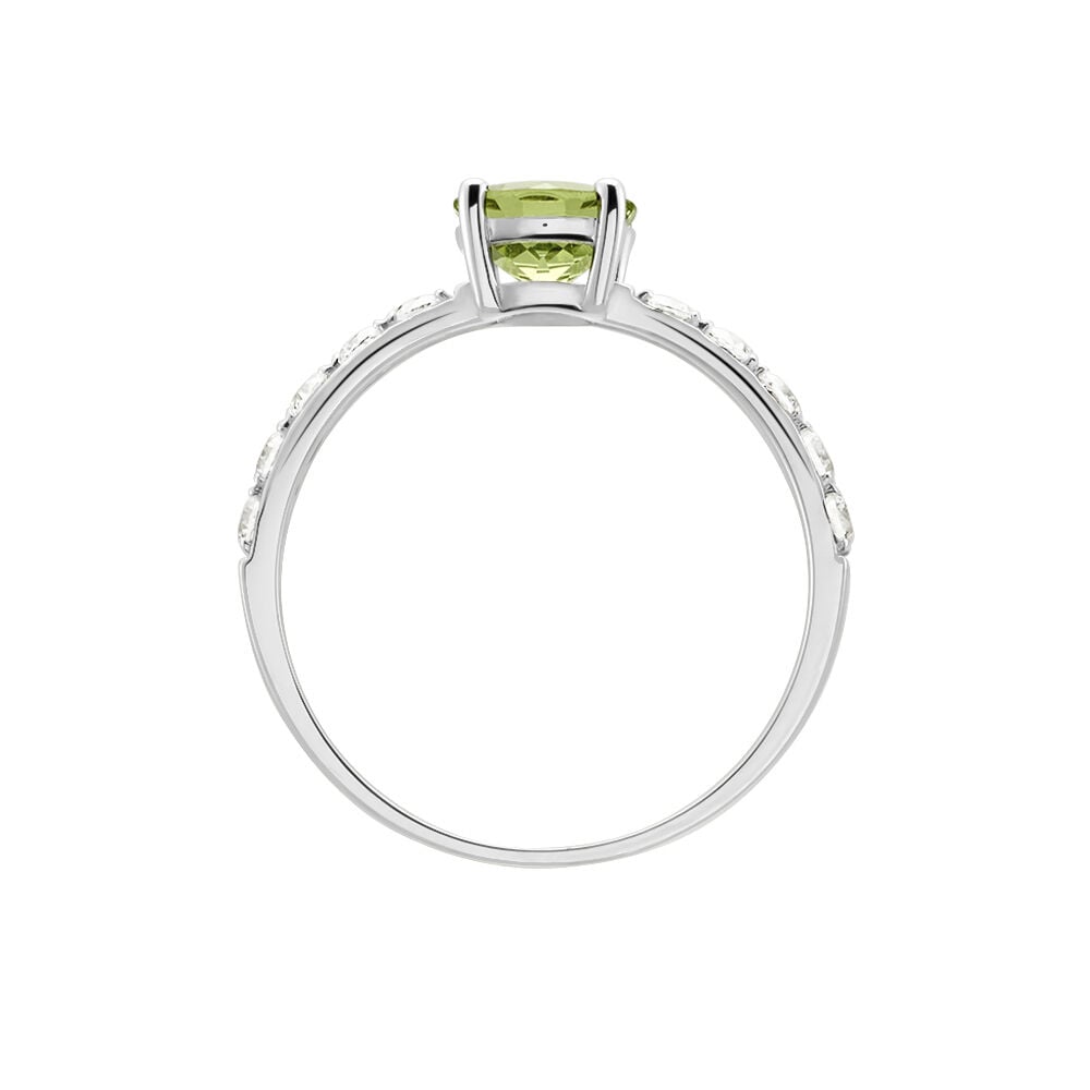 Bague Or Blanc Monroe P&eacute;ridot Oxydes De Zirconium - Bagues avec pierre Femme | Marc Orian