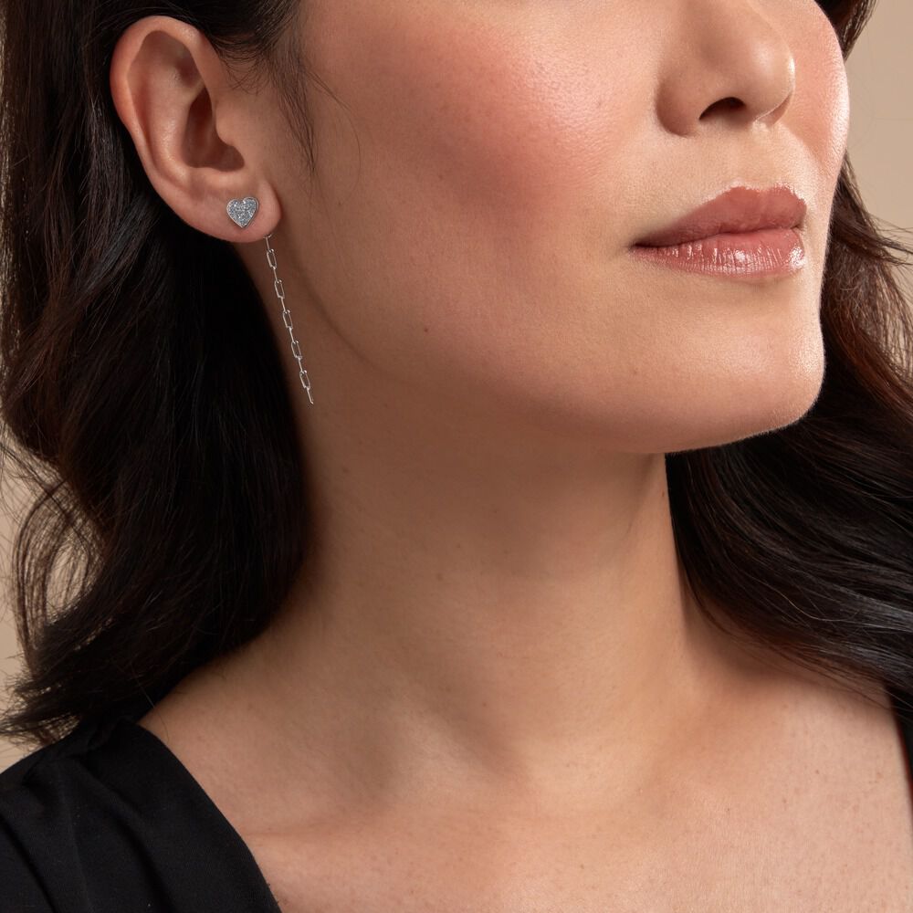 Boucles D'oreilles Pendantes Etincelante Argent Blanc - Pendantes Femme | Marc Orian