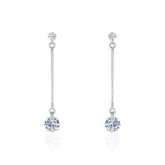 Boucles D'oreilles Pendantes Regane Or Blanc Oxyde De Zirconium - Boucles d'oreilles Pendantes Femme | Marc Orian