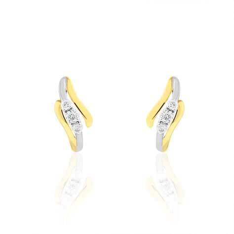 Boucles D'oreilles Pendantes Mayline Or Bicolore Diamant - Boucles d'oreilles pierres précieuses Femme | Marc Orian