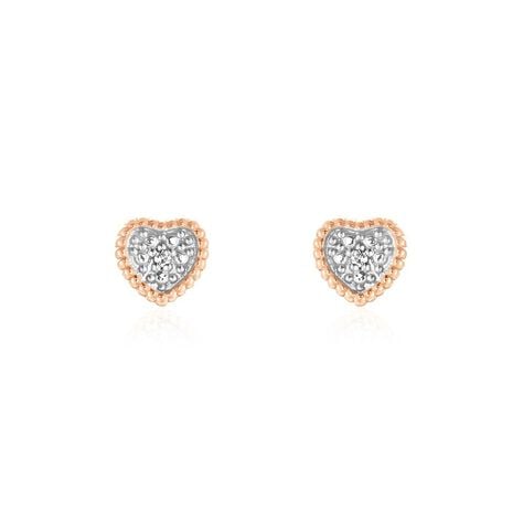 Boucles D'oreilles Puces Mon 1er Diamant Or Rose Diamant - Boucles d'oreilles pierres précieuses Femme | Marc Orian