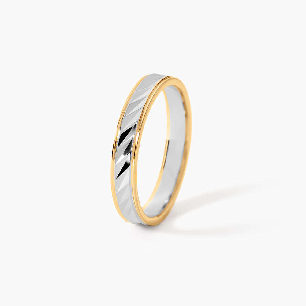 Alliance Raye Mat Ruban Plat Or Bicolore - Alliances duo Unisex | Marc Orian