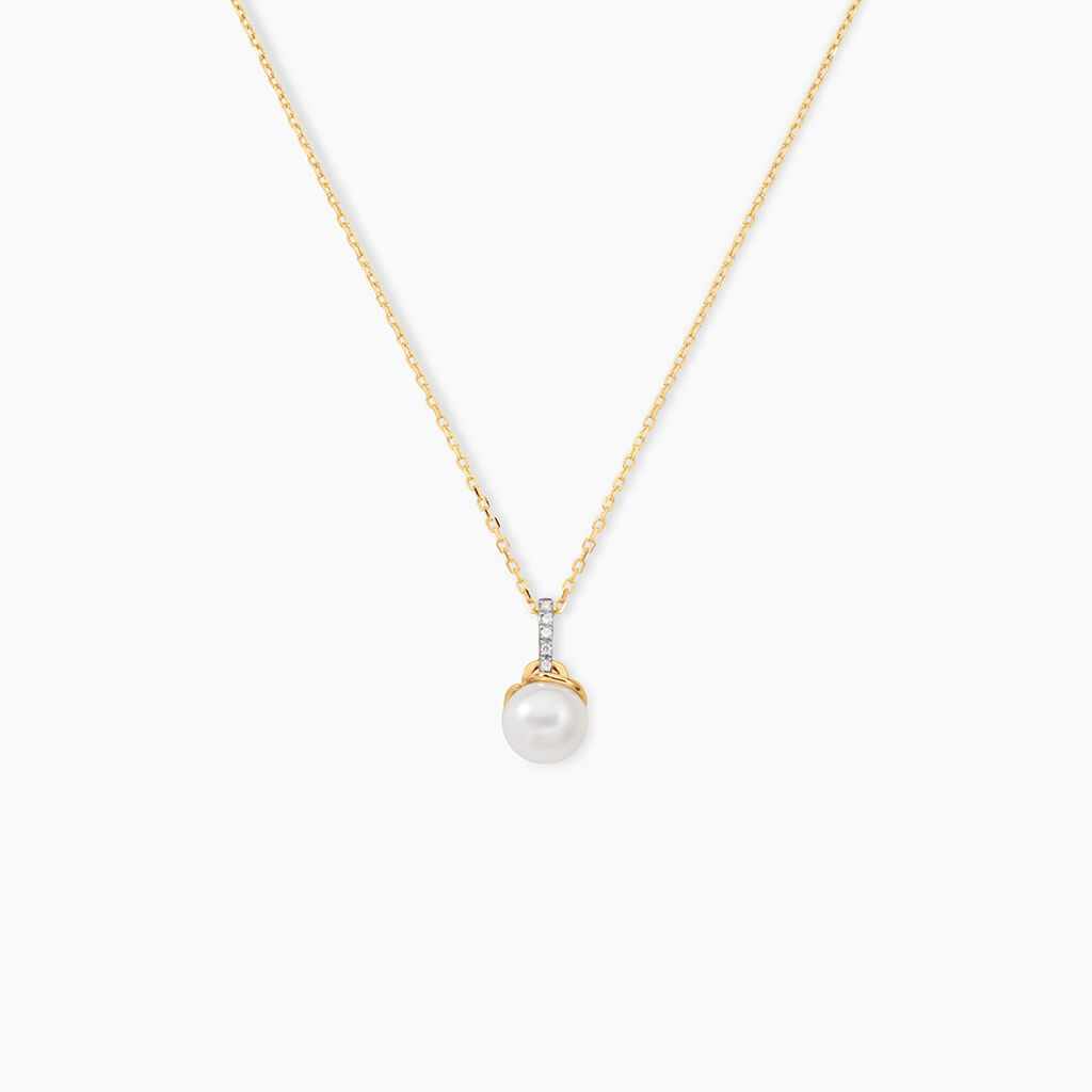 Collier Delight Or Jaune Perle De Culture Oxyde De Zirconium - Colliers avec pierres Femme | Marc Orian