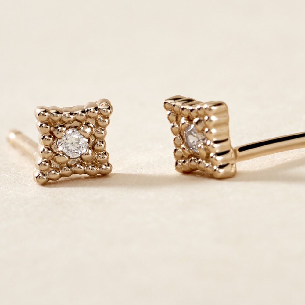 Boucles D'oreilles Puces Horatia Plaqué Or Jaune Oxyde De Zirconium - Puces Femme | Marc Orian