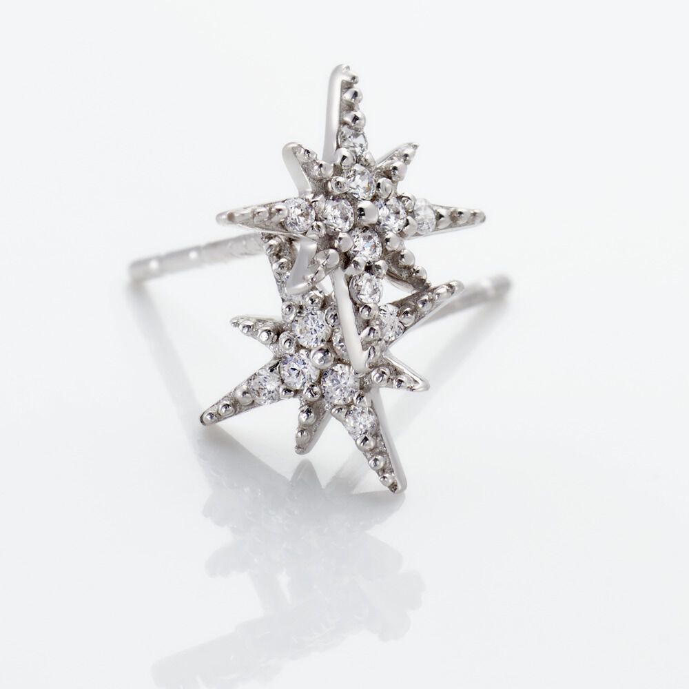 Boucles D'oreilles Puces Or Blanc Astrale Oxyde De Zirconium - Puces Femme | Marc Orian