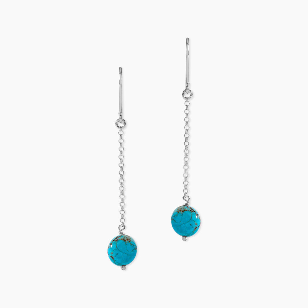 Boucles D'oreilles Pendantes Graziana Argent Blanc Turquoise - Pendantes Femme | Marc Orian