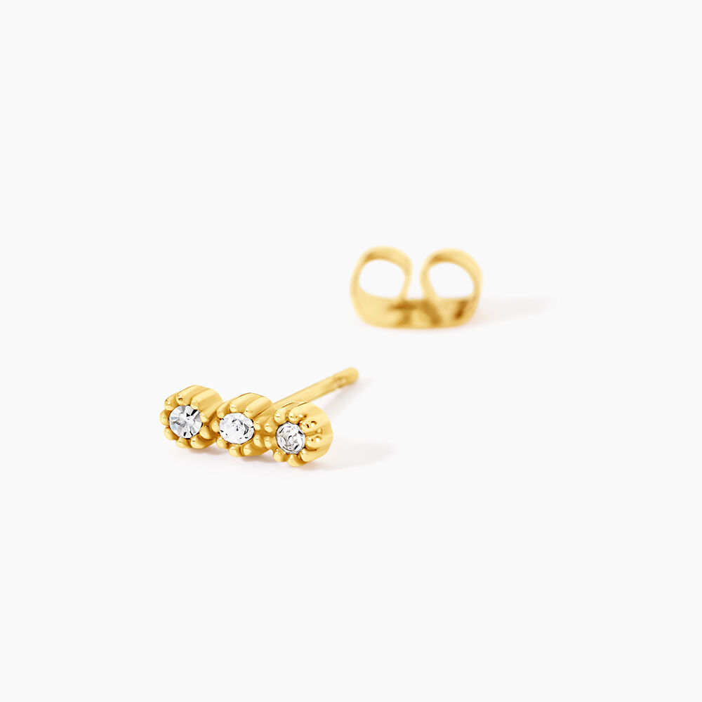 Boucles D'Oreilles Puces Sheima Acier Jaune Cristal - Puces Femme | Marc Orian