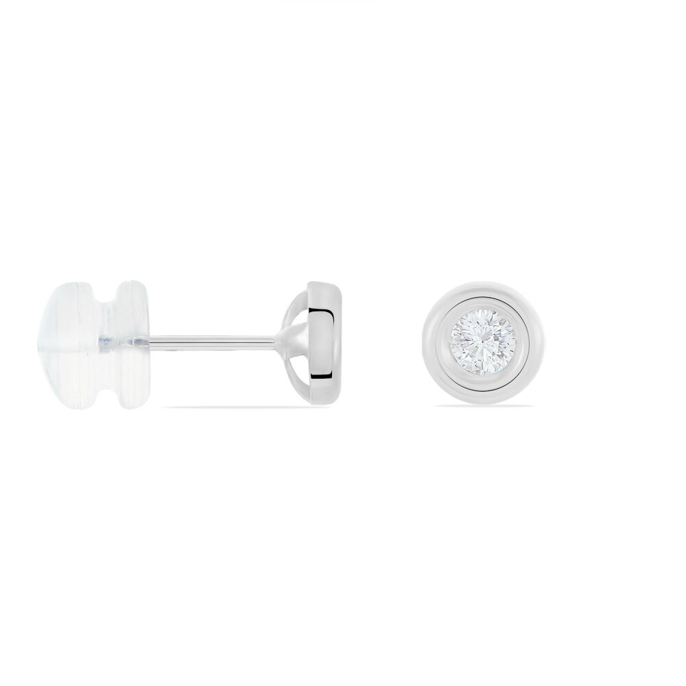 Boucles D'oreilles Puces Eden Serti Pneu Or Blanc Oxyde De Zirconium - Puces Femme | Marc Orian