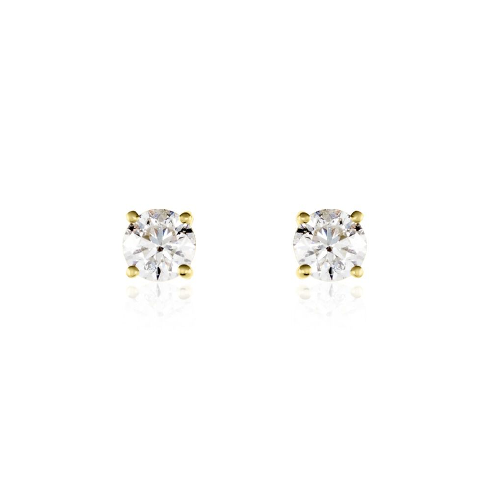 Boucles D'oreilles Puces Victoria Or Jaune Diamant - Puces Famille | Marc Orian