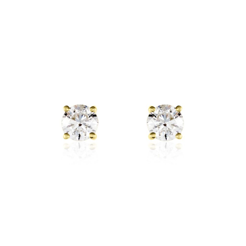 Boucles D'oreilles Puces Victoria Or Jaune Diamant - Puces Famille | Marc Orian