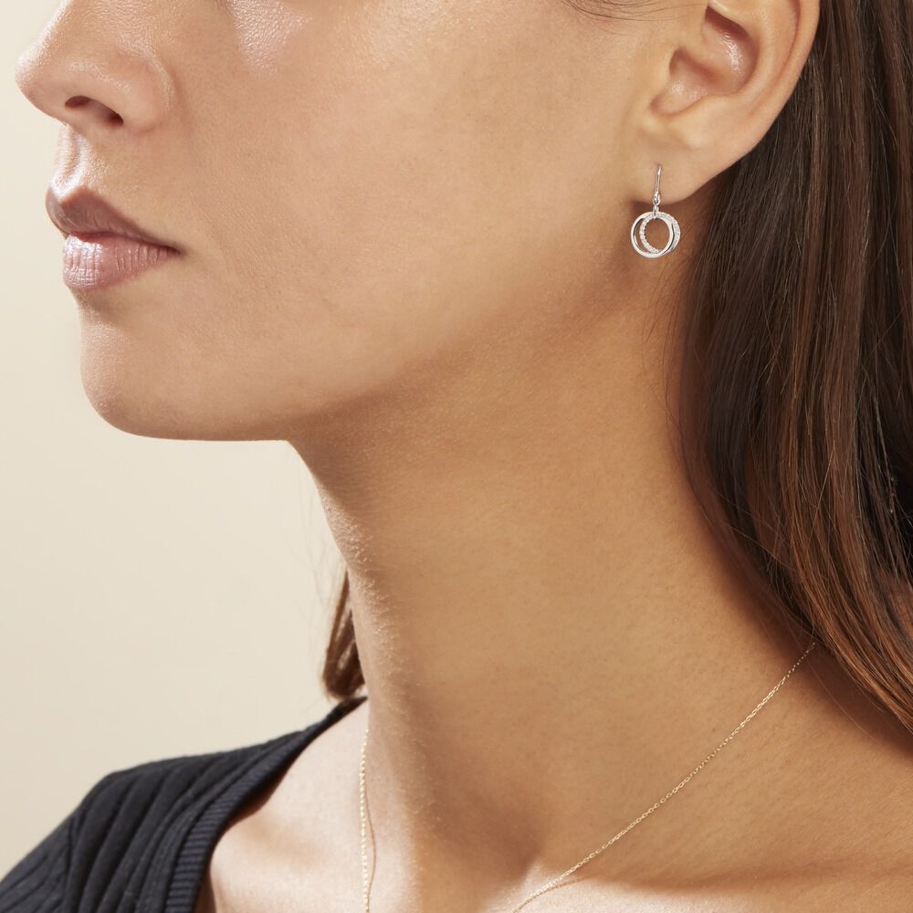 Boucles D'oreilles Pendantes Or Blanc Tresha Diamants -  Femme | Marc Orian