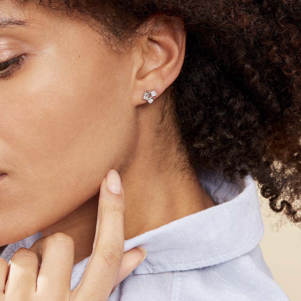 Boucles D'oreilles Puces Argent Duredle Oxydes De Zirconium - Puces Femme | Marc Orian