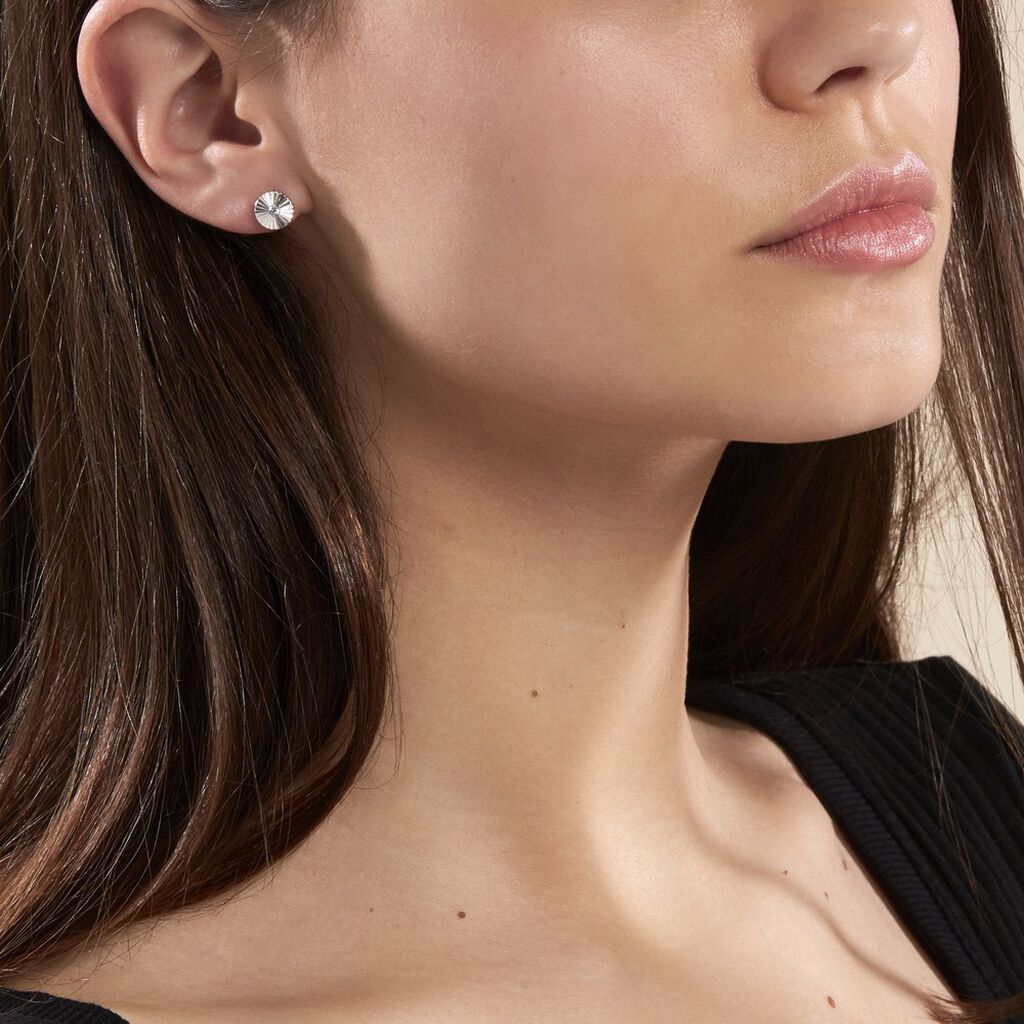 Boucles D'oreilles Puces Argent Blanc Valente Oxydes De Zirconium - Clous d'oreilles Femme | Marc Orian