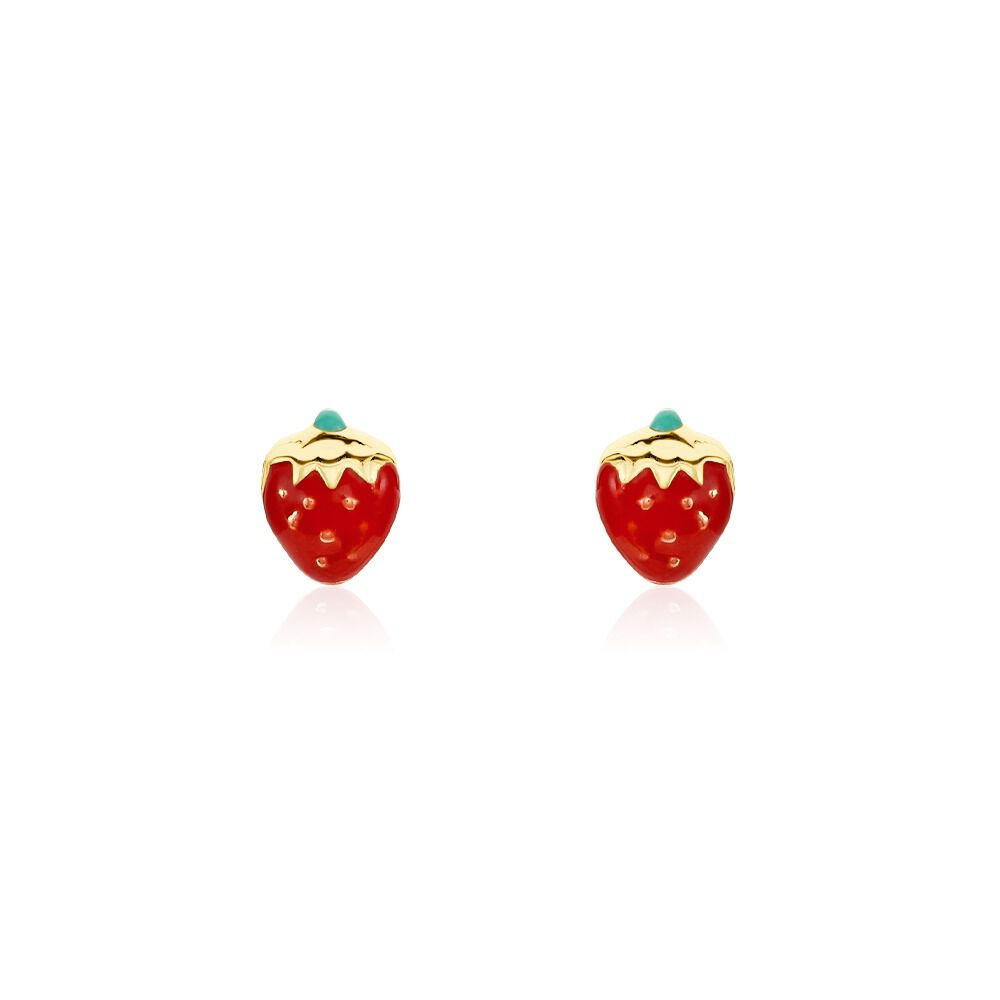 Boucles D'oreilles Puces Elizabetae Fraise Or Jaune - Puces Enfant | Marc Orian