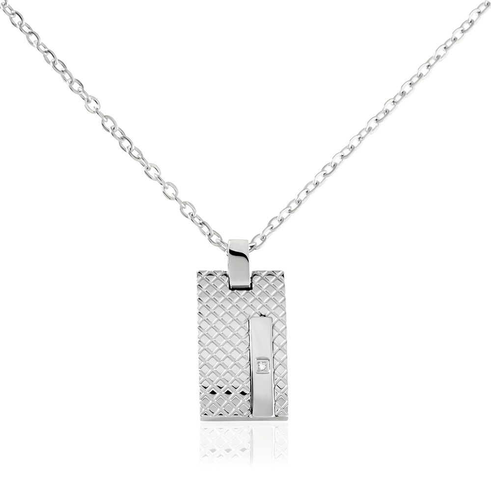 Collier Phebus Him Acier Blanc Diamant - Colliers avec pierres Homme | Marc Orian