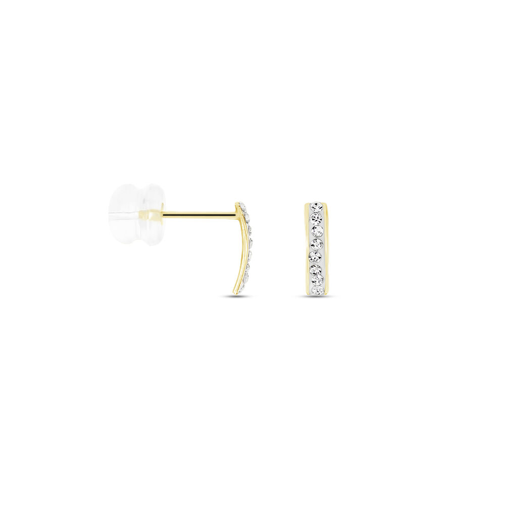 Boucles D'oreilles Puces Youssa Barrettes Or Jaune Strass - Puces Femme | Marc Orian