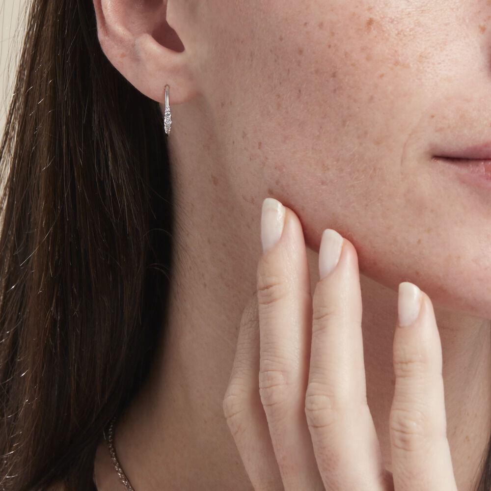 Créoles Anemone Argent Blanc Oxyde De Zirconium - Créoles Femme | Marc Orian