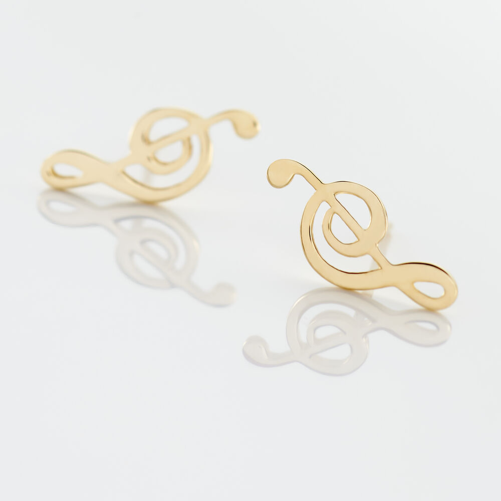 Boucles D'oreilles Puces Bayram Musique Or Jaune - Puces Femme | Marc Orian