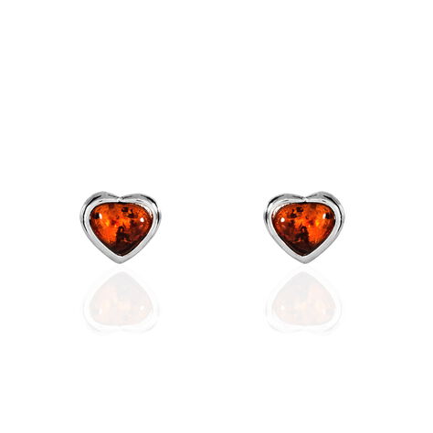 Boucles D'oreilles Puces Argent Blanc Delvinaae Ambre - Clous d'oreilles Femme | Marc Orian