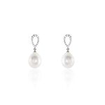 Boucles D'oreilles Pendantes Or Blanc Jessamyn Perles De Culture Oxyde - Pendantes Femme | Marc Orian