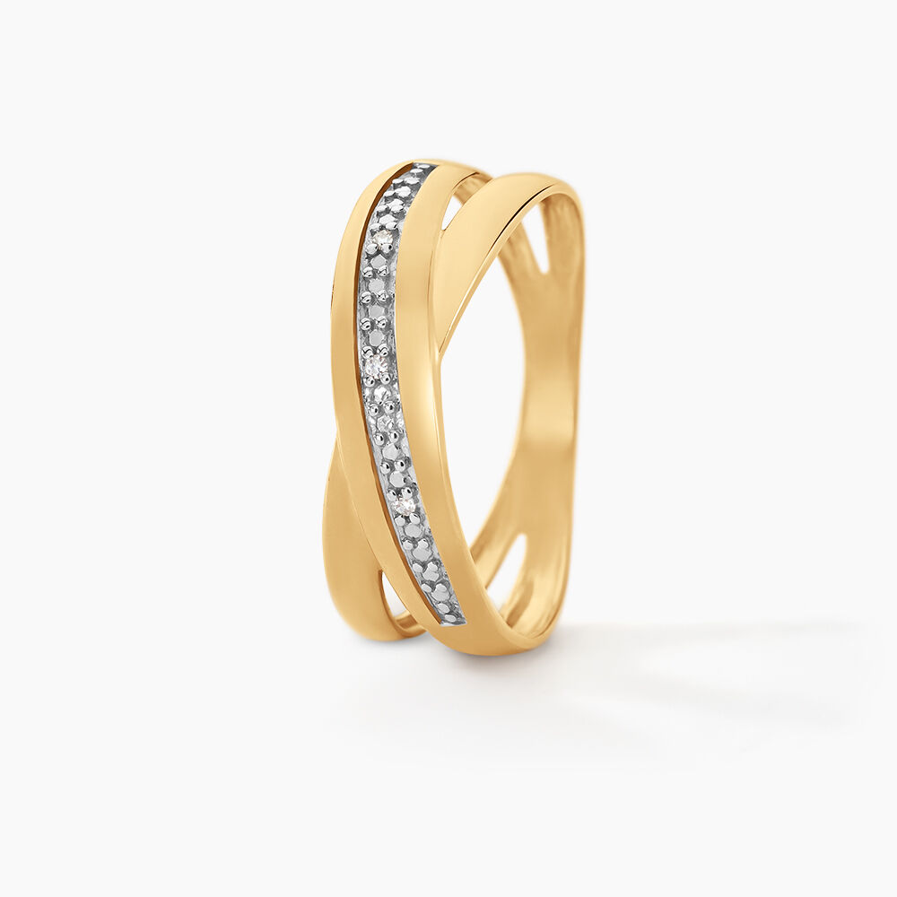 Bague Croisee Or Jaune Diamant - Bagues pierres précieuses Femme | Marc Orian