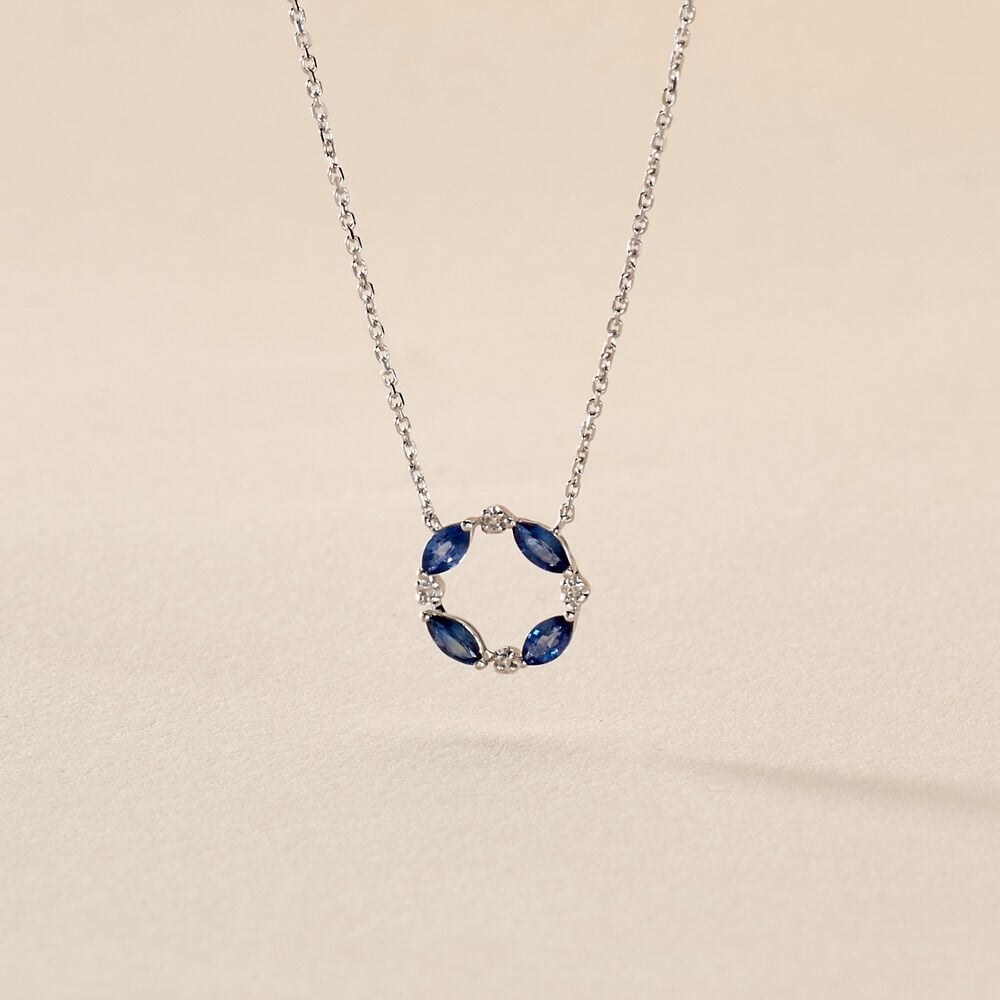 Collier Arlina Or Blanc Saphir Et Diamant - Colliers avec pierres Femme | Marc Orian