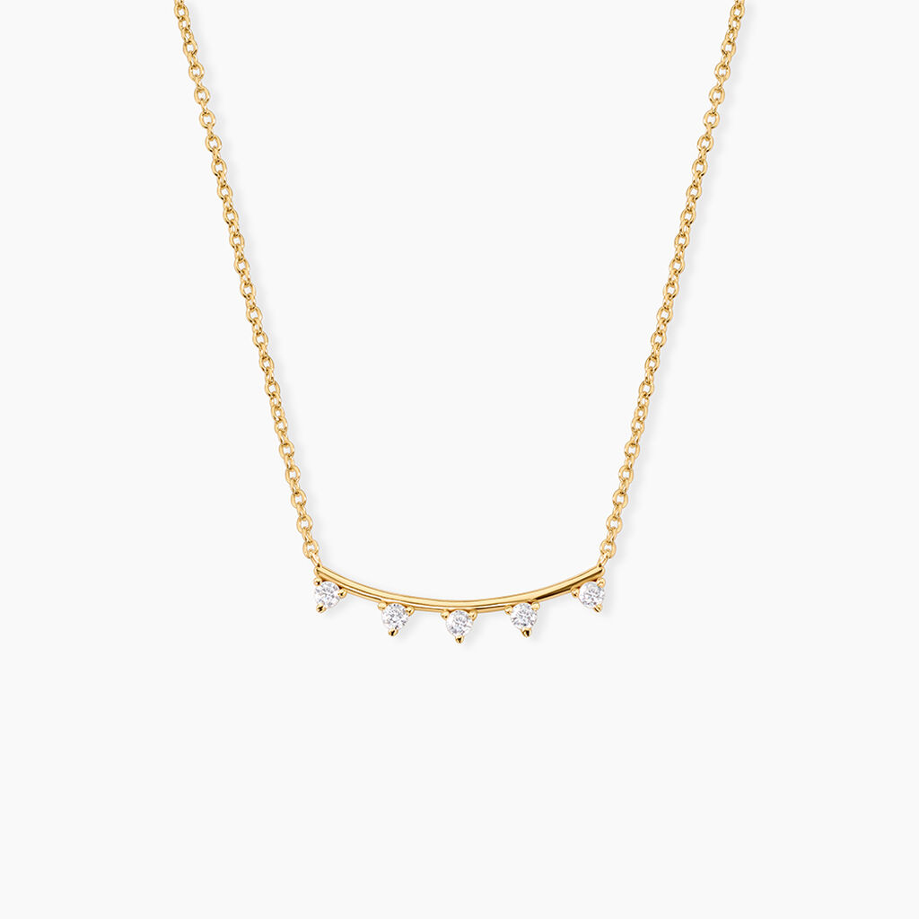 Collier Olympe Argent Dor&eacute; A L'Or 750/1000 Oxyde De Zirconium - Colliers avec pierres Femme | Marc Orian