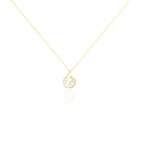 Collier Lucinda Or Jaune Perle De Culture Et Oxyde De Zirconium - Colliers avec pierres Femme | Marc Orian