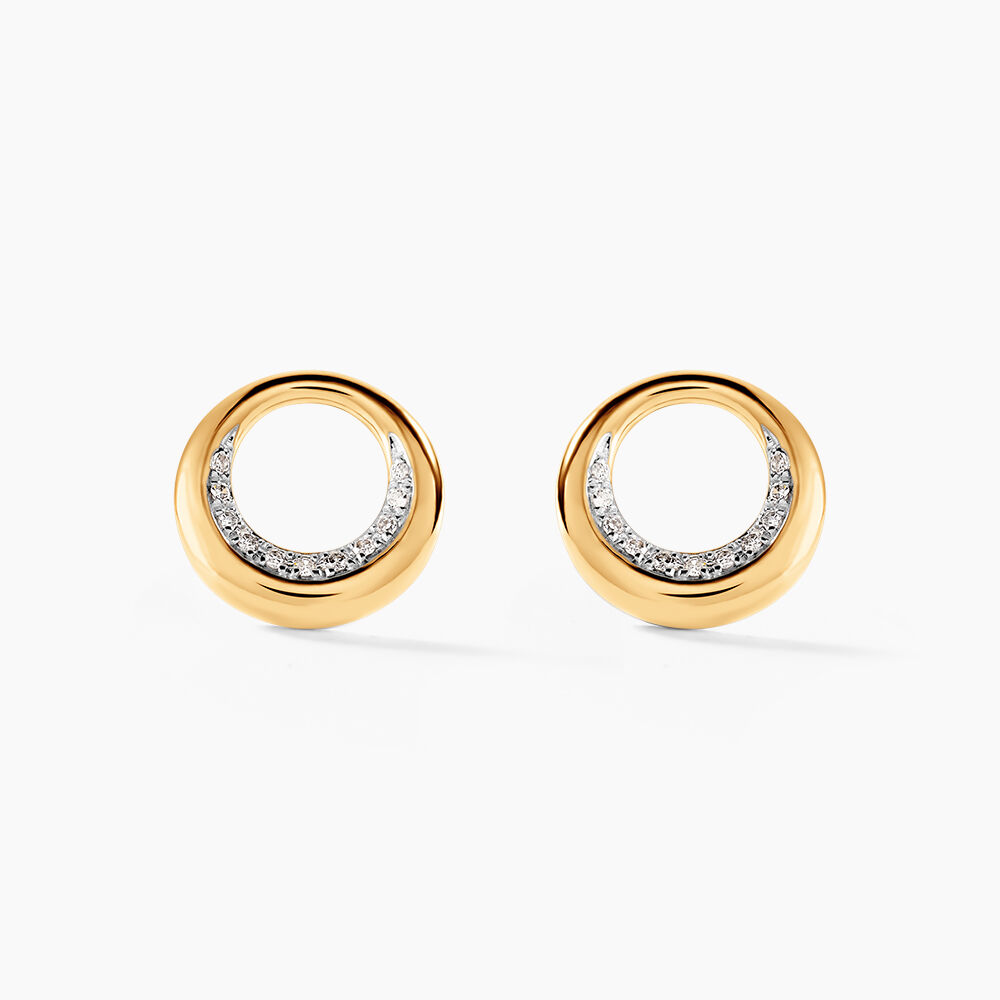 Boucles D'oreilles Puces Batoul Or Jaune Diamant - Puces Femme | Marc Orian