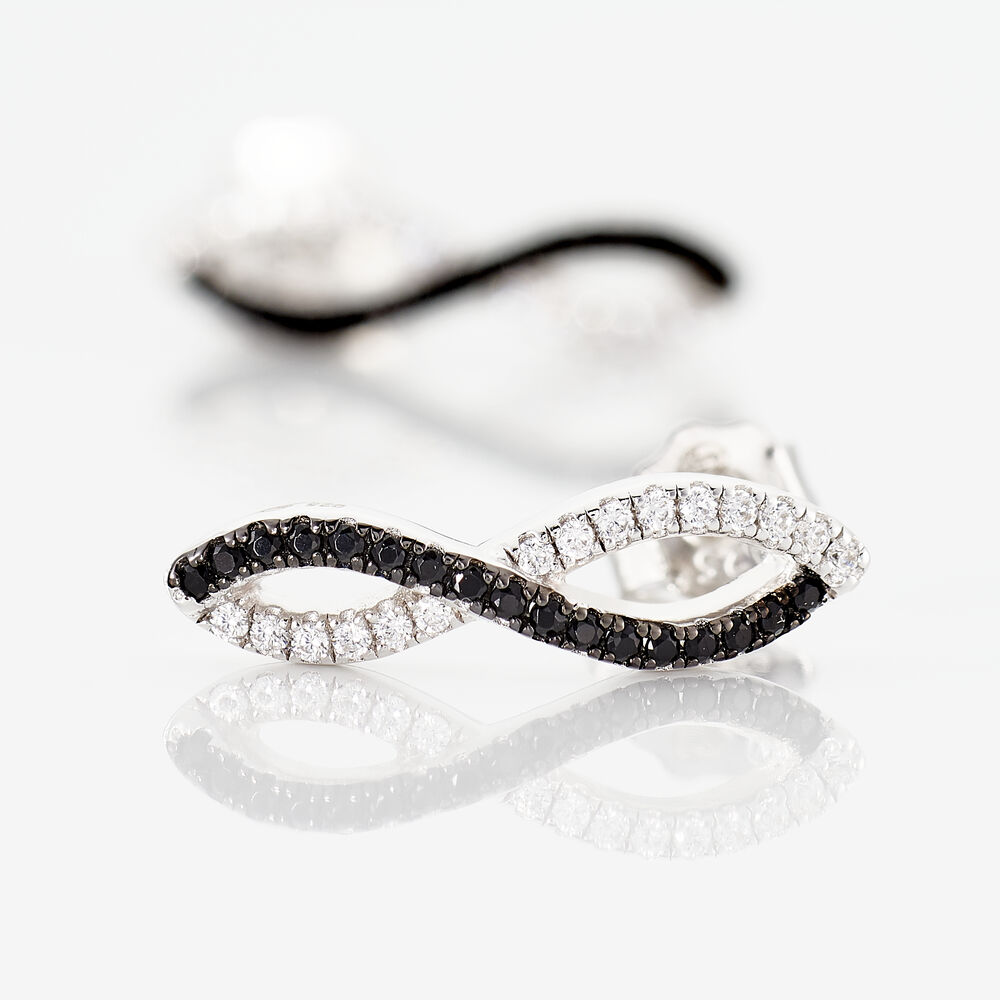 Boucles D'oreilles Argent Blanc Prudentia Oxyde De Zirconium - Puces Femme | Marc Orian