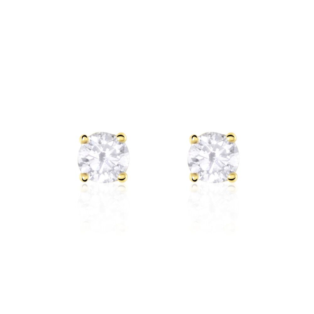 Boucles D'oreilles Puces Or Jaune Victoria Diamants - Puces Femme | Marc Orian