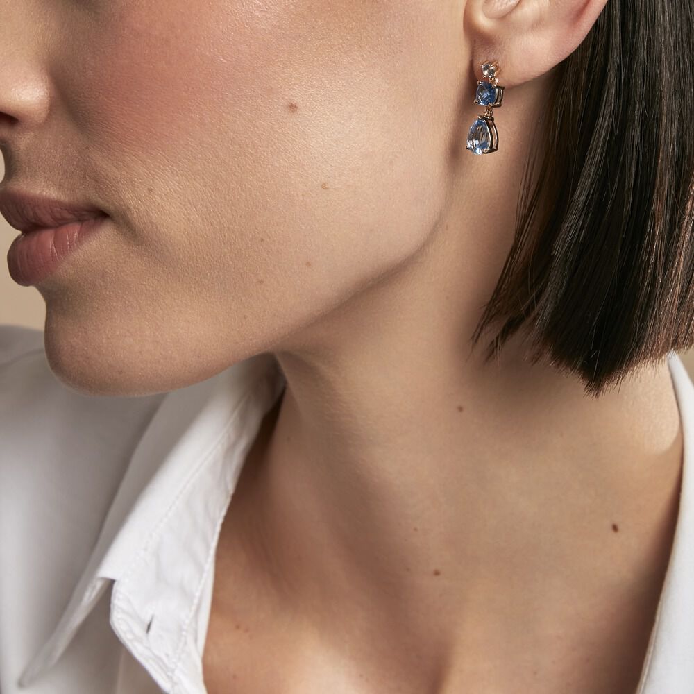 Boucles D'oreilles Pendantes Huffie Plaqué Or Jaune Pierre D'imitation - Pendantes Femme | Marc Orian