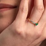 Bague Skylar Or Bicolore Emeraude Diamant - Bagues vintage Femme | Marc Orian