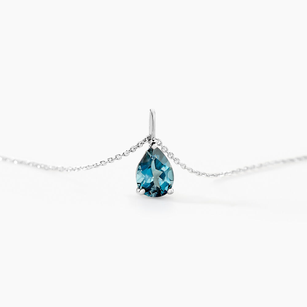 Collier Goutte Or Blanc Topaze - Colliers avec pierres Femme | Marc Orian