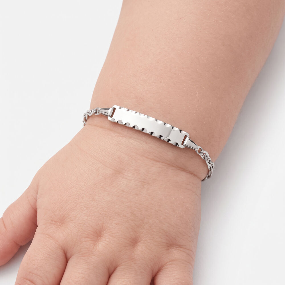 Bracelet Identit&eacute; Esta Maille For&ccedil;at Or Blanc - Gourmettes Enfant | Marc Orian