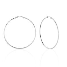 Créoles Carmela Acier Blanc - Boucles d'oreilles Créoles Femme | Marc Orian