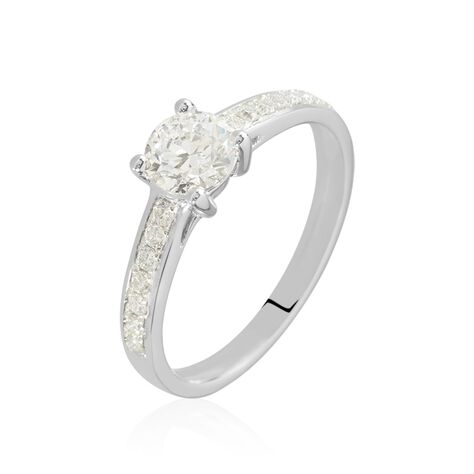 Bague Solitaire Accompagn&eacute; Aramis Or Blanc Diamant Synth&eacute;tique - Parures de mariage Femme | Marc Orian