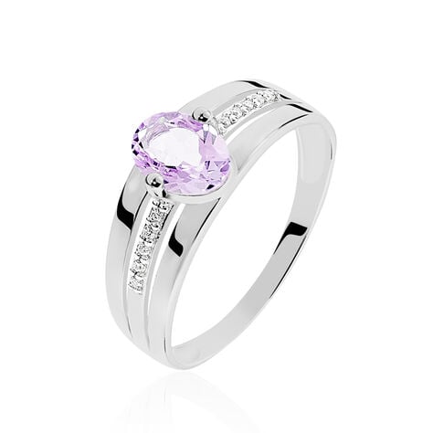 Bague Milna Or Blanc Amethyste Et Oxyde De Zirconium - Bagues pierres fines Femme | Marc Orian