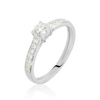 Bague Solitaire Accompagné Aramis Or Blanc Diamant Synthétique