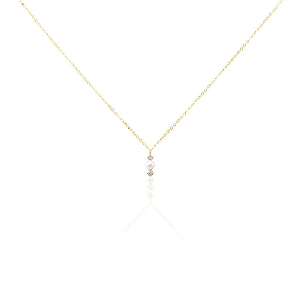 Collier Or Jaune Audrea Perle De Culture Oxydes De Zirconium - Colliers avec pierres Enfant | Marc Orian