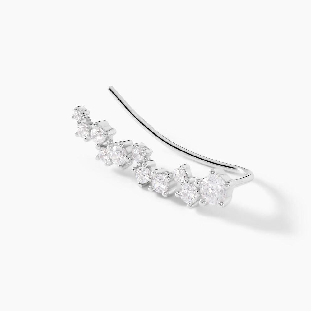 Bijoux D&iquest;oreilles Grimpants Enza Argent Blanc Oxyde De Zirconium - Pendantes Femme | Marc Orian