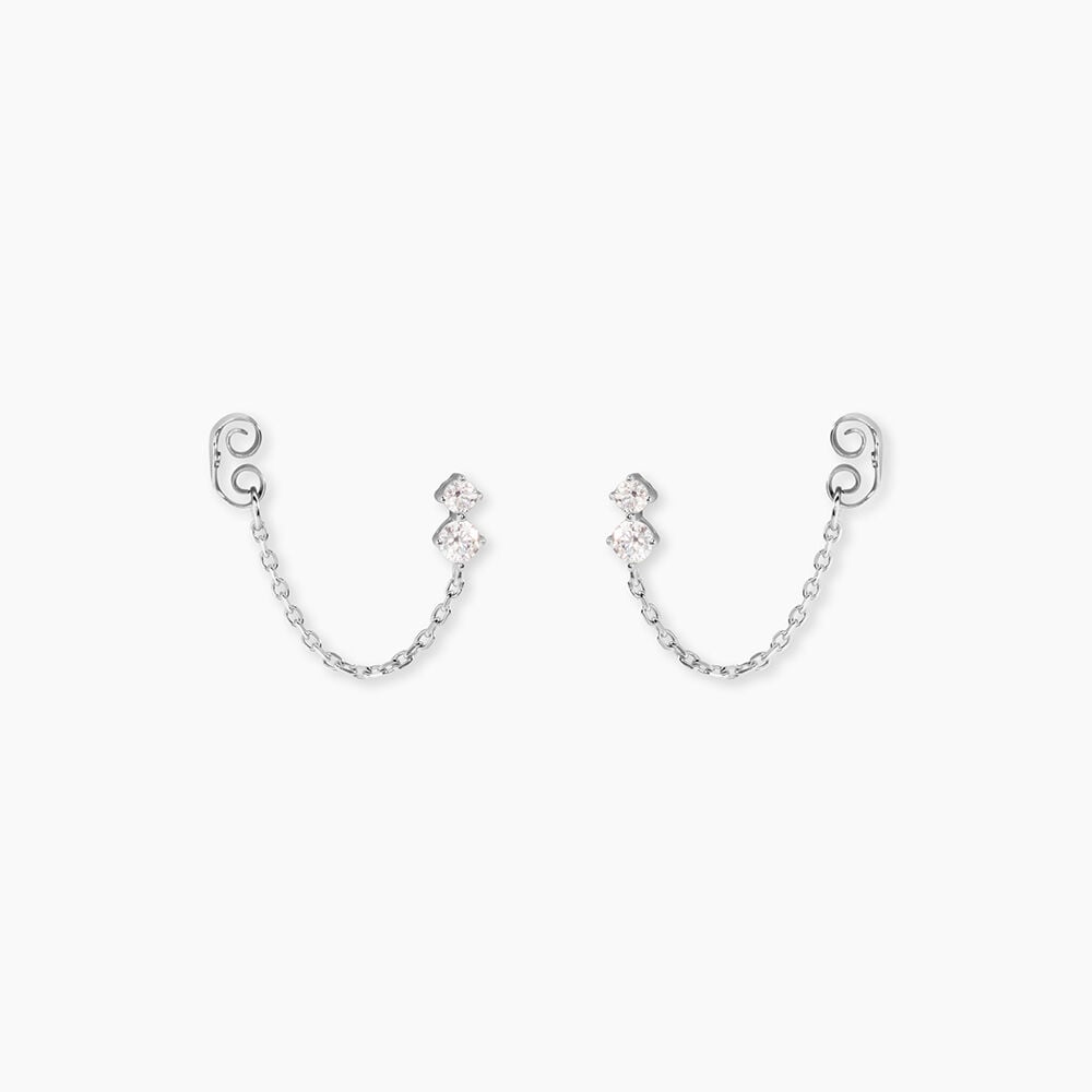 Boucles D'Oreilles Pendantes Ma&euml;l Argent Blanc Oxyde De Zirconium - Pendantes Femme | Marc Orian