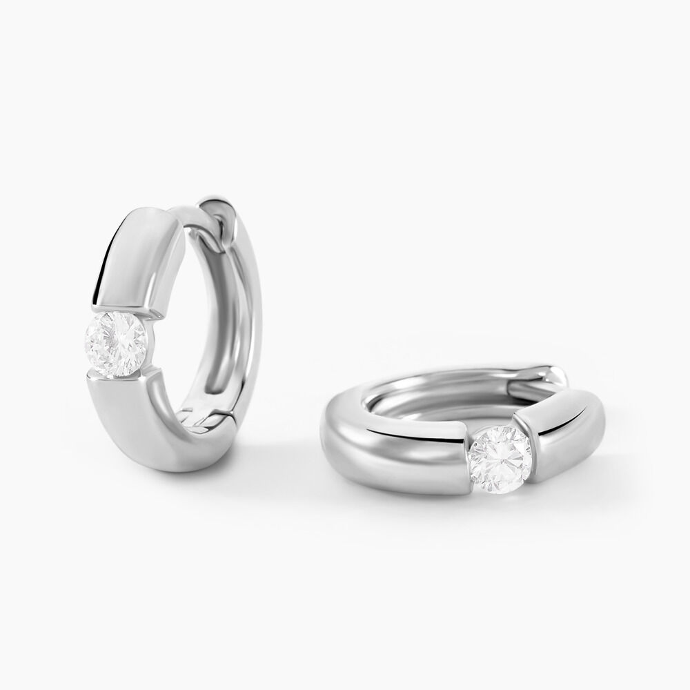 Créoles Aretha Argent Blanc Diamant Synthétique - Créoles Femme | Marc Orian