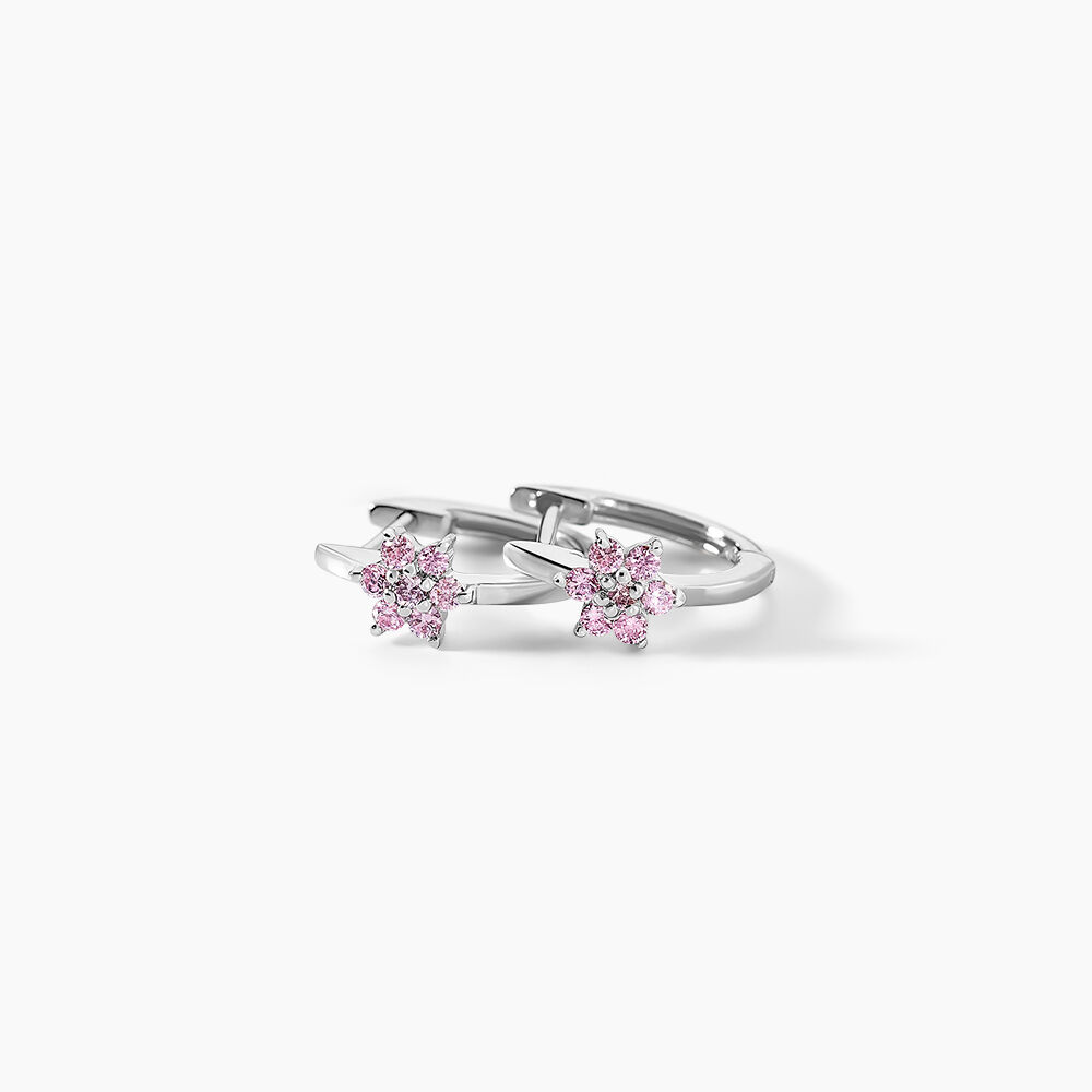 Creoles Argent Blanc Blossom Bash Oxyde De Zirconium - Cr&eacute;oles Femme | Marc Orian