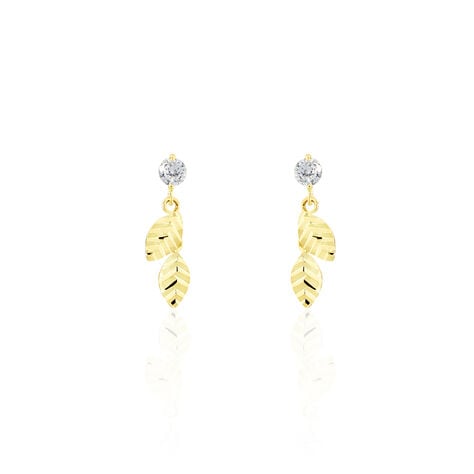 Boucles D'oreilles Pendantes Bartolomea Feuille Or Jaune Oxyde - Pendantes Femme | Marc Orian